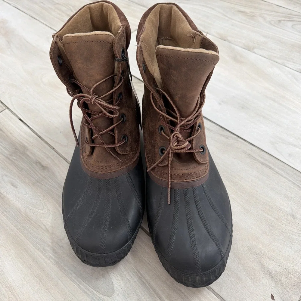 Sorel Cheyanne Waterproof Snow Rain Duck Boots Tobacco Black Men 11.5 See Pics